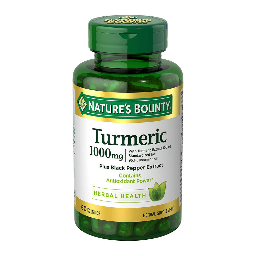 Natures Bounty Turmeric Capsule, 1000mg Herbal Health Supplement, 60 Ea